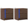 vidaXL Bedside Cabinets with LED Lights 2 pcs Brown Oak Engineered Wood