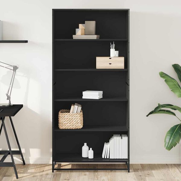 vidaXL Bookcase Black 80.5x35x170.5 cm Engineered Wood