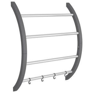 vidaXL Towel Rack with Hooks Silver 56x16x72 cm Aluminium