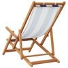 vidaXL Folding Beach Chairs 2 pcs Blue and White Fabric and Solid Wood