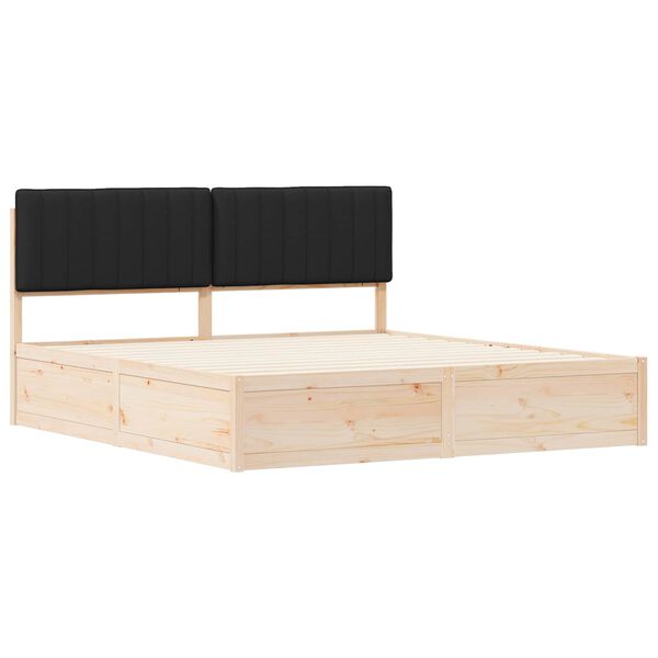 vidaXL Bed Frame with Upholstered Headboard Black 180 x 200 cm