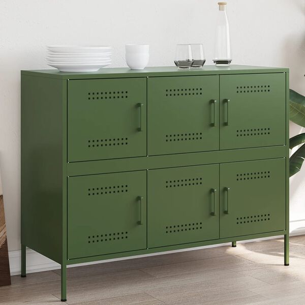 vidaXL Sideboard Olive Green 100.5x39x79 cm Steel