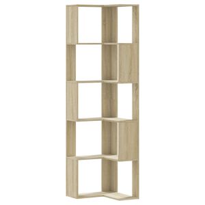 vidaXL Corner Bookcase 5-Tier Sonoma Oak 50x50x179 cm Engineered Wood