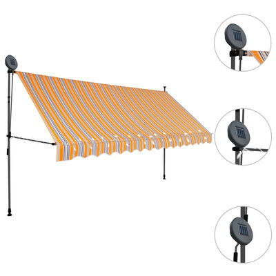 vidaXL Manual Retractable Awning with LED 350 cm Yellow and Blue