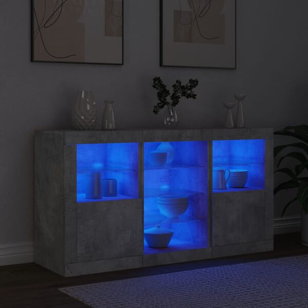 vidaXL Sideboard with LED Lights Concrete Grey 123x37x67 cm