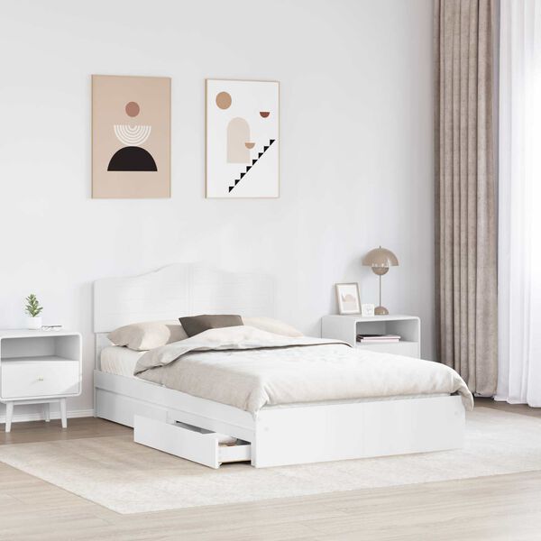 vidaXL Storage Bed with Headboard White 120 x 190 cm Engineered Wood