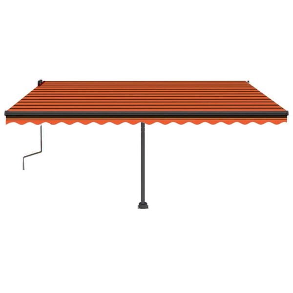 vidaXL Manual Retractable Awning with LED 450x350 cm Orange and Brown
