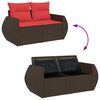 vidaXL 6 Piece Garden Sofa Set with Cushions Brown Poly Rattan Acacia