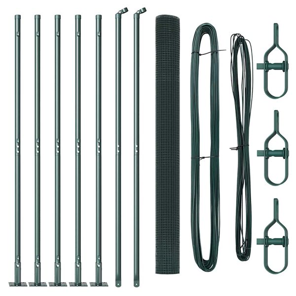 vidaXL Fence with Posts Green 1.5 x 10 m Steel