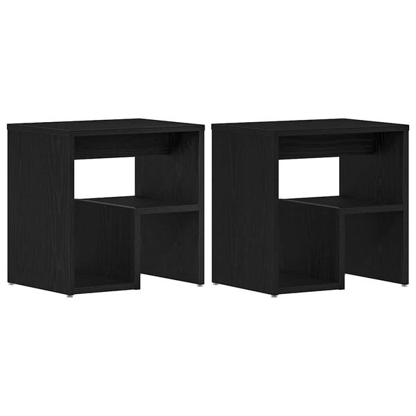vidaXL Bedside Cabinet 2 pcs Black Oak 40 x 30 x 40 cm Engineered Wood