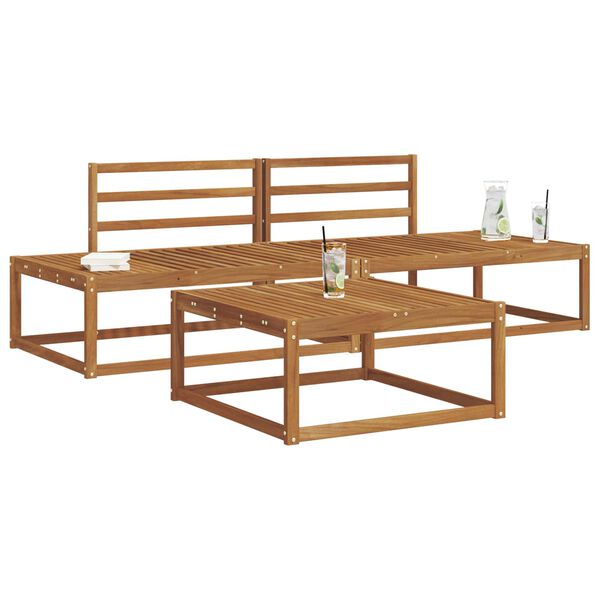 vidaXL Outdoor Sofa Set 3 Piece Natural Solid Acacia Wood