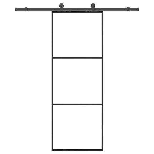 vidaXL Sliding Door with Hardware Set Black 76x205 cm ESG Glass