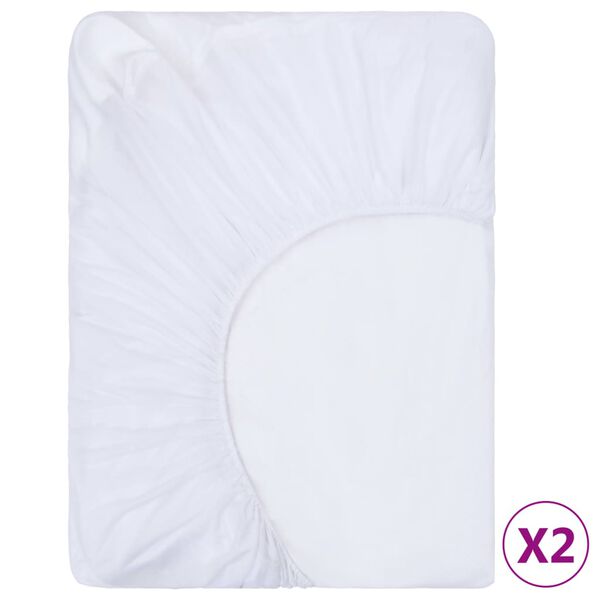 vidaXL Fitted Sheets Waterproof 2 pcs Cotton 100x200 cm White