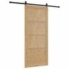 vidaXL Sliding Door Natural and Black 93 x 211 cm Solid Pine Wood