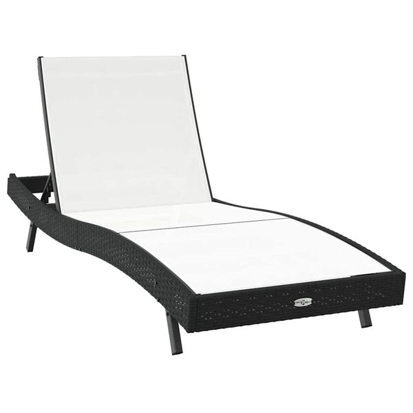 vidaXL Sunlounger Reclining 1-person Black and White 70 x 197 x 82 cm