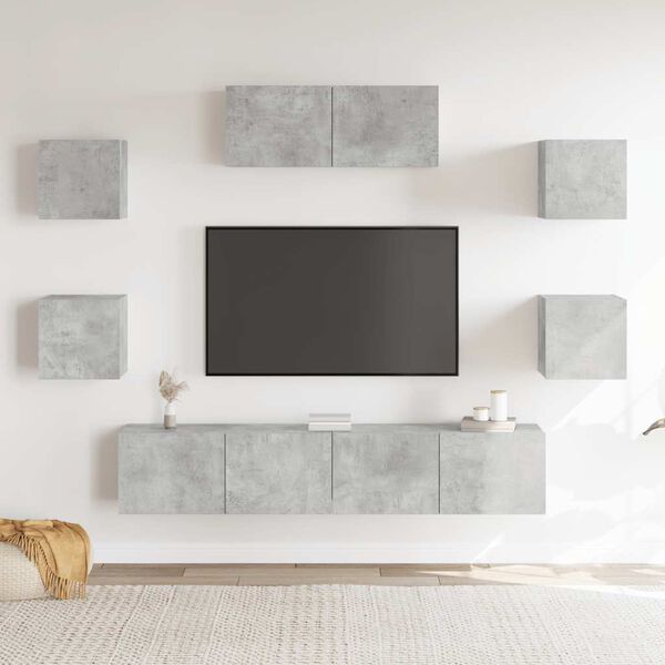 vidaXL 7 Piece TV Cabinet Set Concrete Grey Engineered Wood