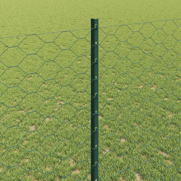 vidaXL Fence with Post Green 1.4 x 10 m Steel and PVC
