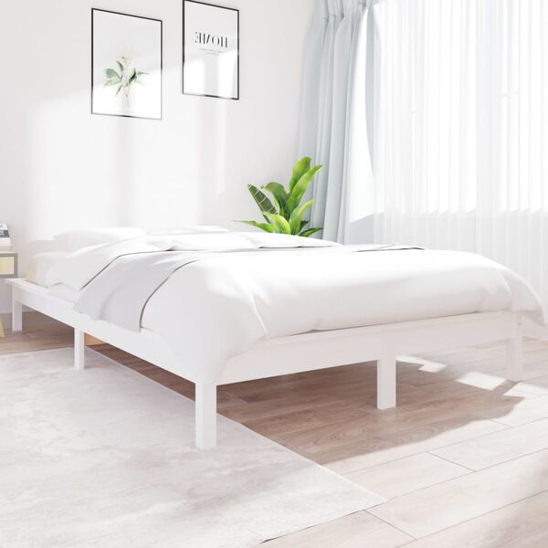 vidaXL Bed Frame without Mattress White Super King Size Solid Wood