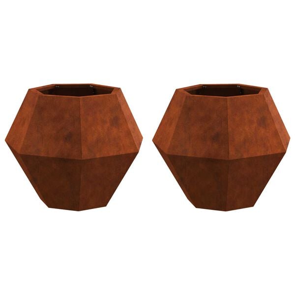 vidaXL Planter 2 pcs Rusty 50 x 50 x 40 cm Weathering Steel
