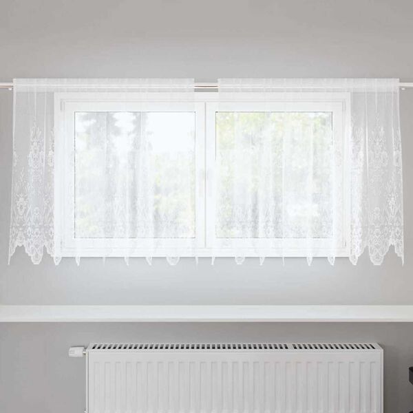 vidaXL Lace Curtain with Curtains Floral White 80 x 200 cm Polyester