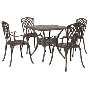 vidaXL Garden Table Set 5 pcs Bronze Cast Aluminium