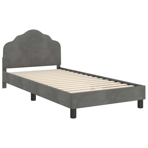 vidaXL Children's Bed Frame with Headboard Dark Grey 90 x 190 cm