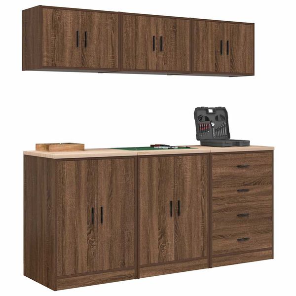 vidaXL Garage Cabinets 6 pcs Brown Oak Engineered Wood