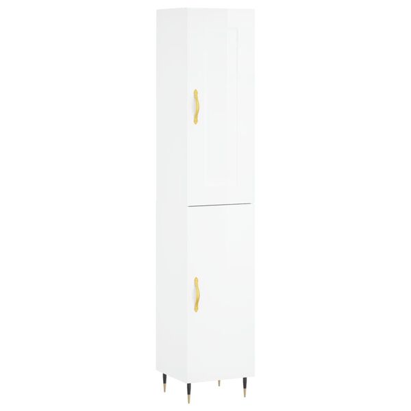 vidaXL Highboard High Gloss White 34.5x34x180 cm Engineered Wood
