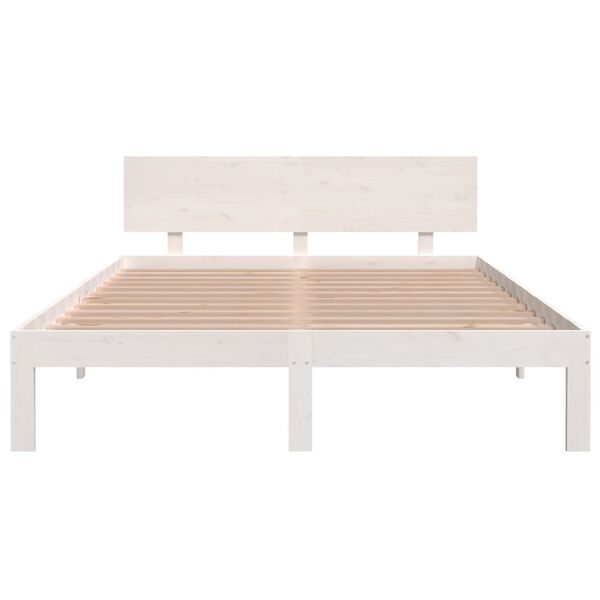 vidaXL Bed Frame without Mattress White Solid Wood Pine 140x200cm