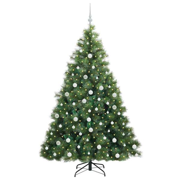vidaXL Artificial Christmas Tree with 300 LEDs Green 180 cm PE and PVC