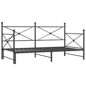 vidaXL Daybed with Trundle without Mattress Black 100x200 cm Steel