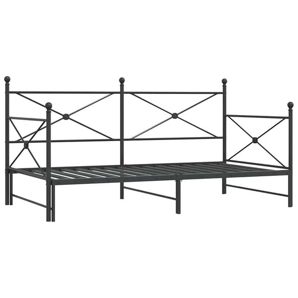 vidaXL Daybed with Trundle without Mattress Black 100x200 cm Steel