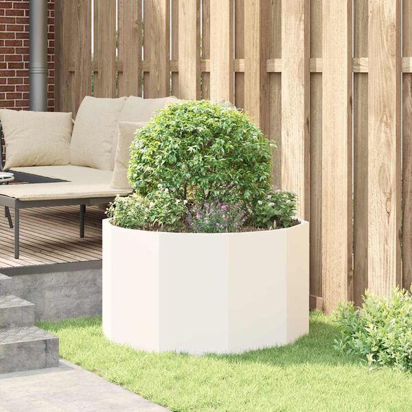 vidaXL Planter White 90 x 90 x 50 cm Steel