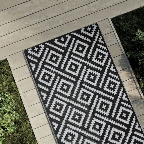 vidaXL Outdoor Carpet ARAKIL White and Black 80x250 cm PP