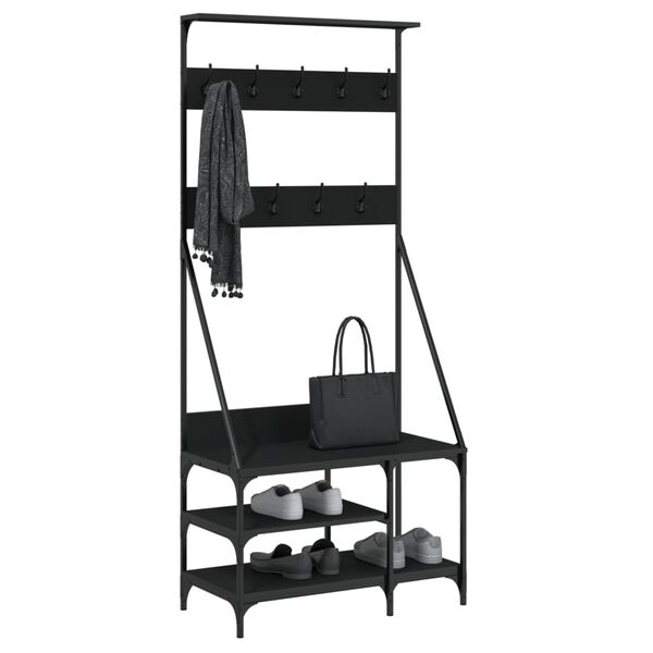 vidaXL Clothes Rack with Shoe Storage Black 80x40x184 cm