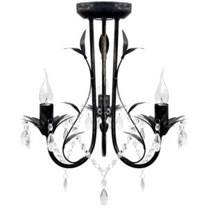 vidaXL Art Nouveau Style Black Chandelier Crystal Beads 3xE14 Bulbs