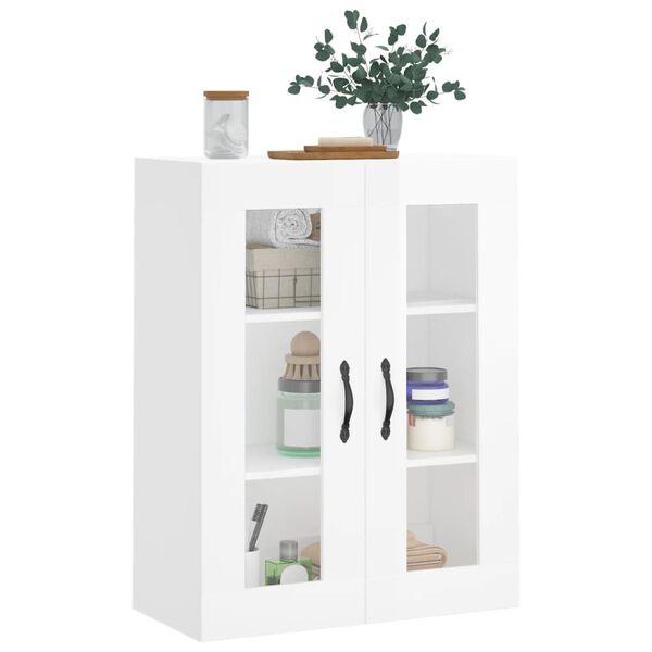 vidaXL Wall Mounted Cabinet High Gloss White 69.5x34x90 cm Engineered Wood