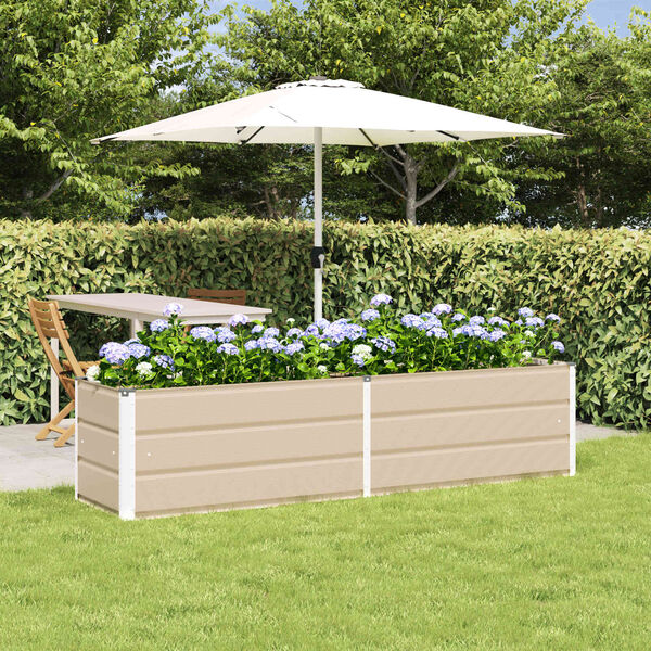 vidaXL Planter Ivory 195 x 50 x 45 cm Galvanised Steel
