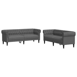 vidaXL Living Room Couch 2 pcs Dark Grey Fabric