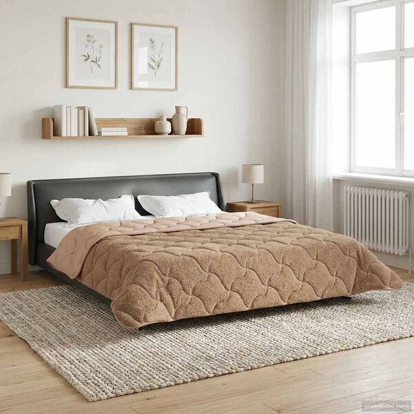vidaXL Full Year Duvet Taupe 220 x 240 cm Microfiber and Teddy fleece