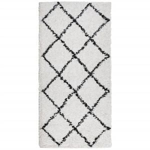 vidaXL Shaggy Rug PAMPLONA High Pile Modern Cream and Black 100x200 cm