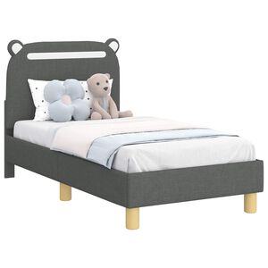 vidaXL Toddler Bed Frame with Headboard Dark Grey 70 x 140 cm Fabric
