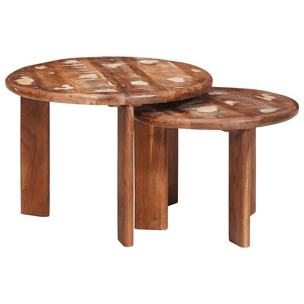 vidaXL Nesting Coffee Tables 2 pcs Multicolour Solid Reclaimed Wood