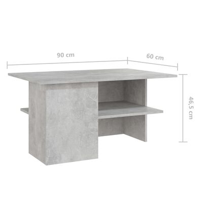 vidaXL Coffee Table Concrete Grey 90x60x46.5 cm Engineered Wood