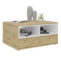FMD Coffee Table with 2 Open Compartments 91.8x71.5x45 cm White and Artisan Oak