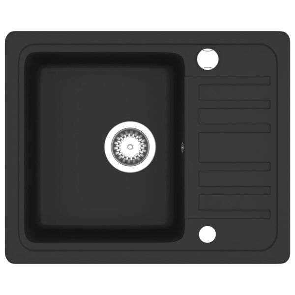 vidaXL Granite Kitchen Sink Single Basin Black