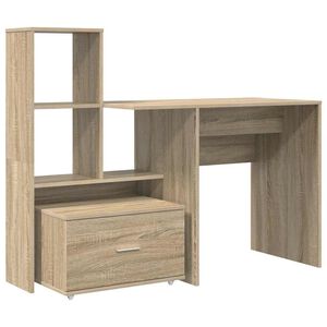 vidaXL Desk Sonoma Oak Engineered Wood 131.5 x 50 x 106.5 cm