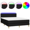 vidaXL Box Spring Bed with Mattress&LED Black 140x190cm Fabric