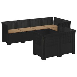 vidaXL 7-Seater Garden Sofa with Cushions Rattan Look PP Anthracite