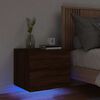 vidaXL Wall-mounted Bedside Cabinet with LED Lights Brown Oak